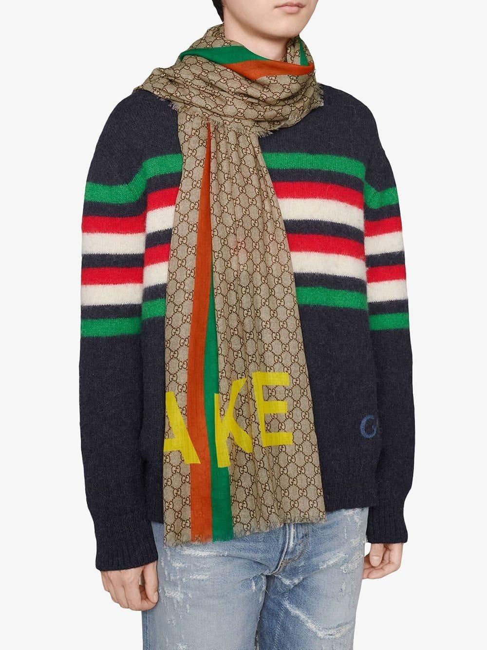 Gucci Fake-not Print GG Wool Scarf for Men | Lyst