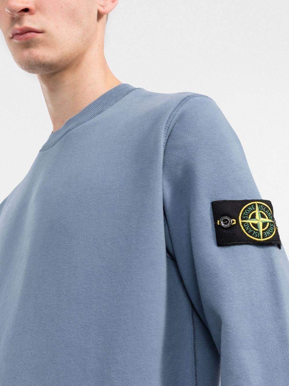 Stone Island Light Blue Logo-patch Cotton Sweatshirt for Men | Lyst