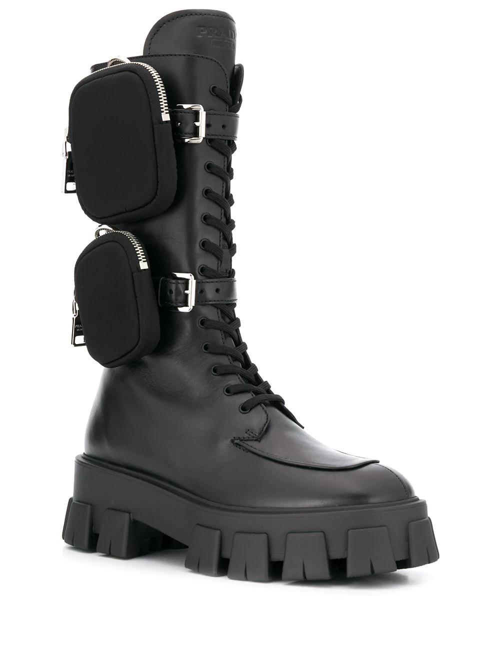 Prada Leather Monolith Chunky Boots in Black - Lyst