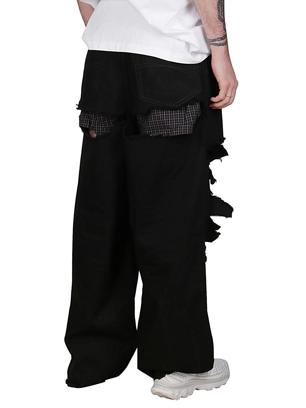 Balenciaga Destroyed Large Baggy Pants In Black Japanese Denim for 