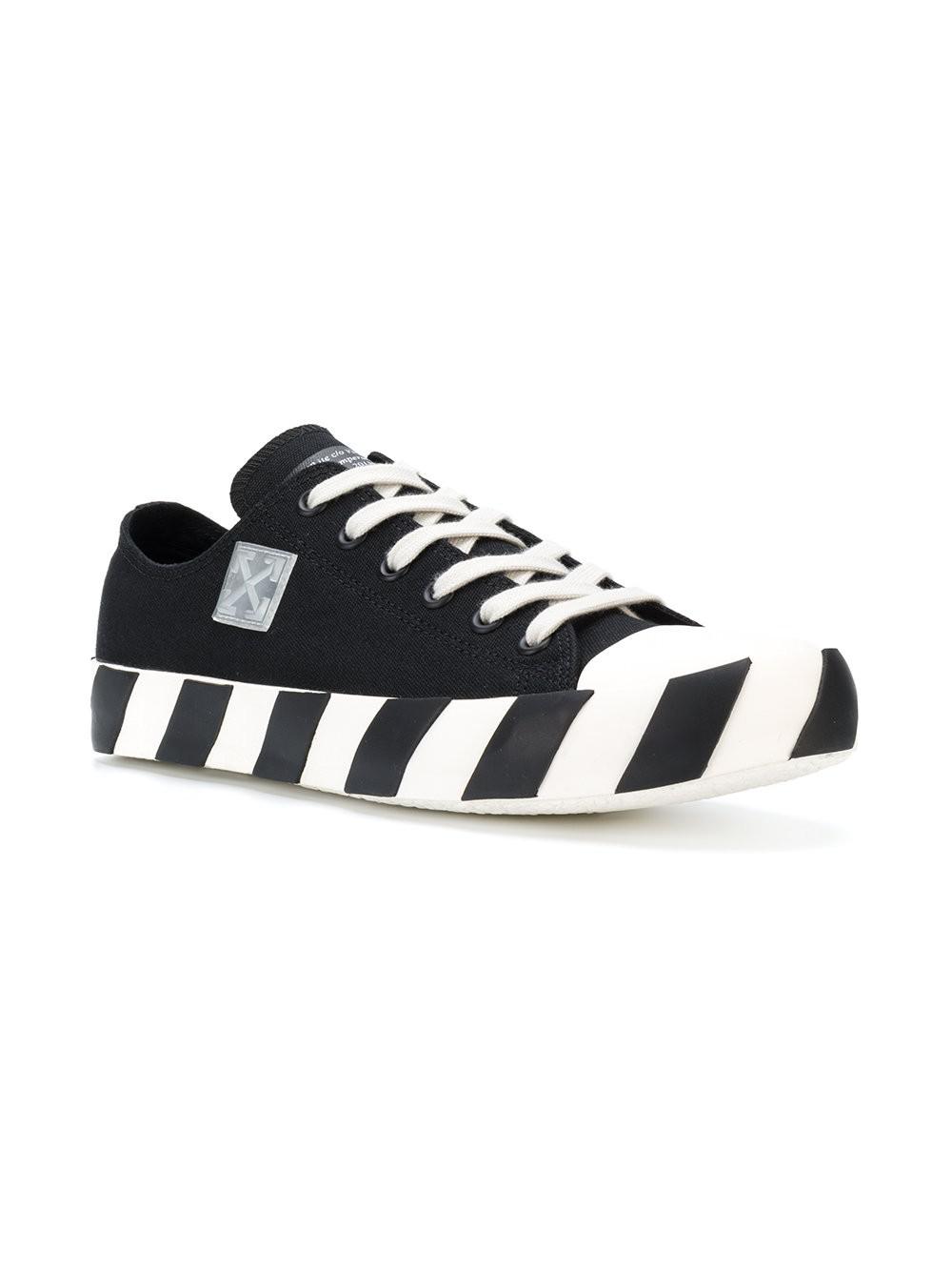 Off-White c/o Virgil Abloh Canvas Striped Sole Tennis Sneakers in Black for  Men | Lyst