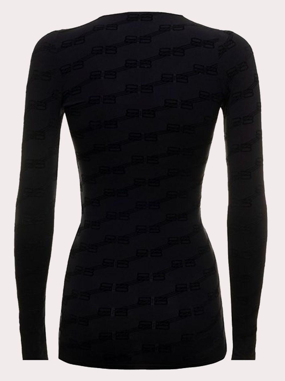 Balenciaga Top In Stretch Jersey With Allover Flocked Bb Pattern Woman in  Black | Lyst