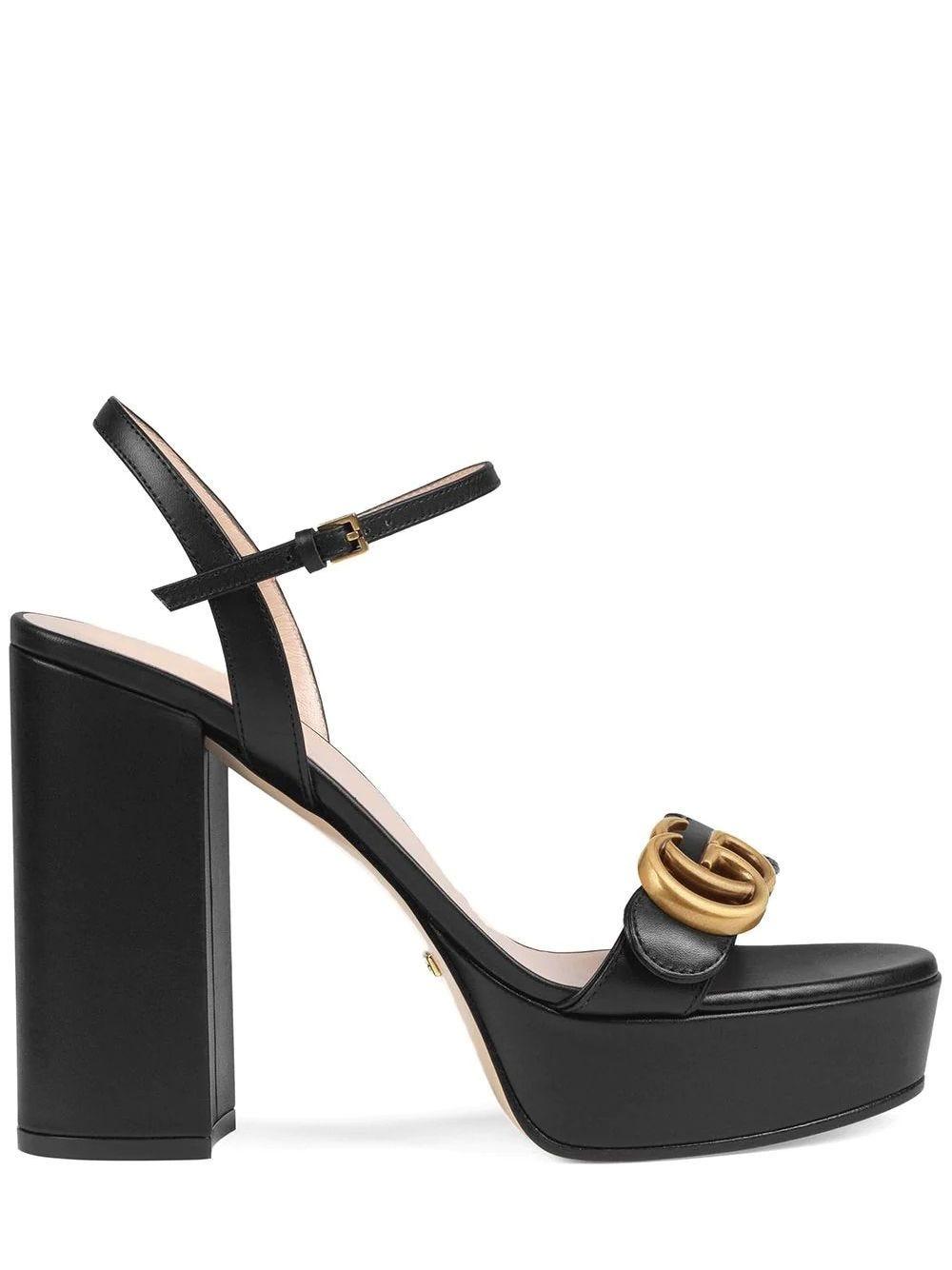 Gucci Platform Sandal With Double G in Black | Lyst