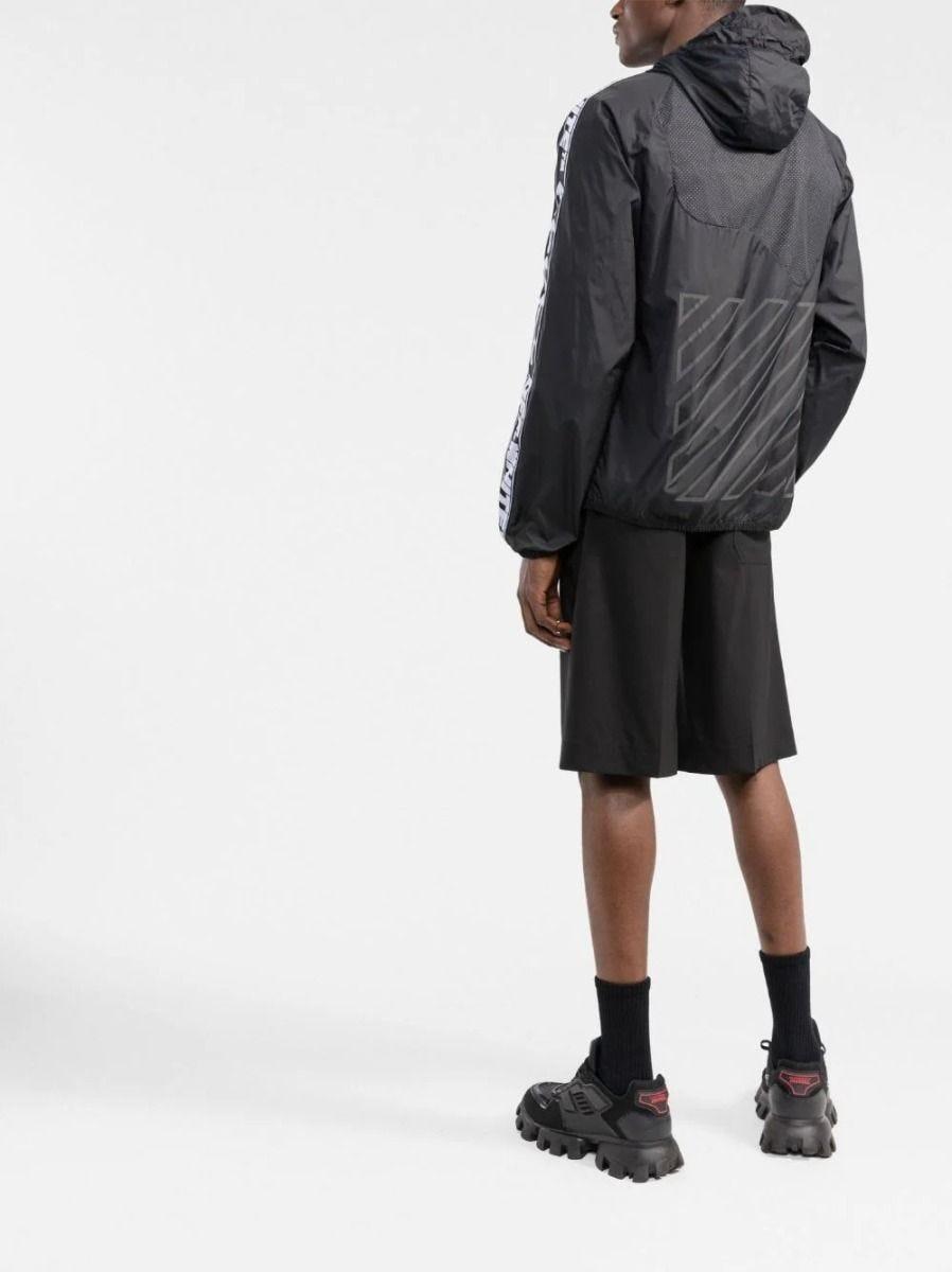 karbonade Minimaal bagageruimte Off-White c/o Virgil Abloh Logo Tape Black Hooded Jacket for Men | Lyst