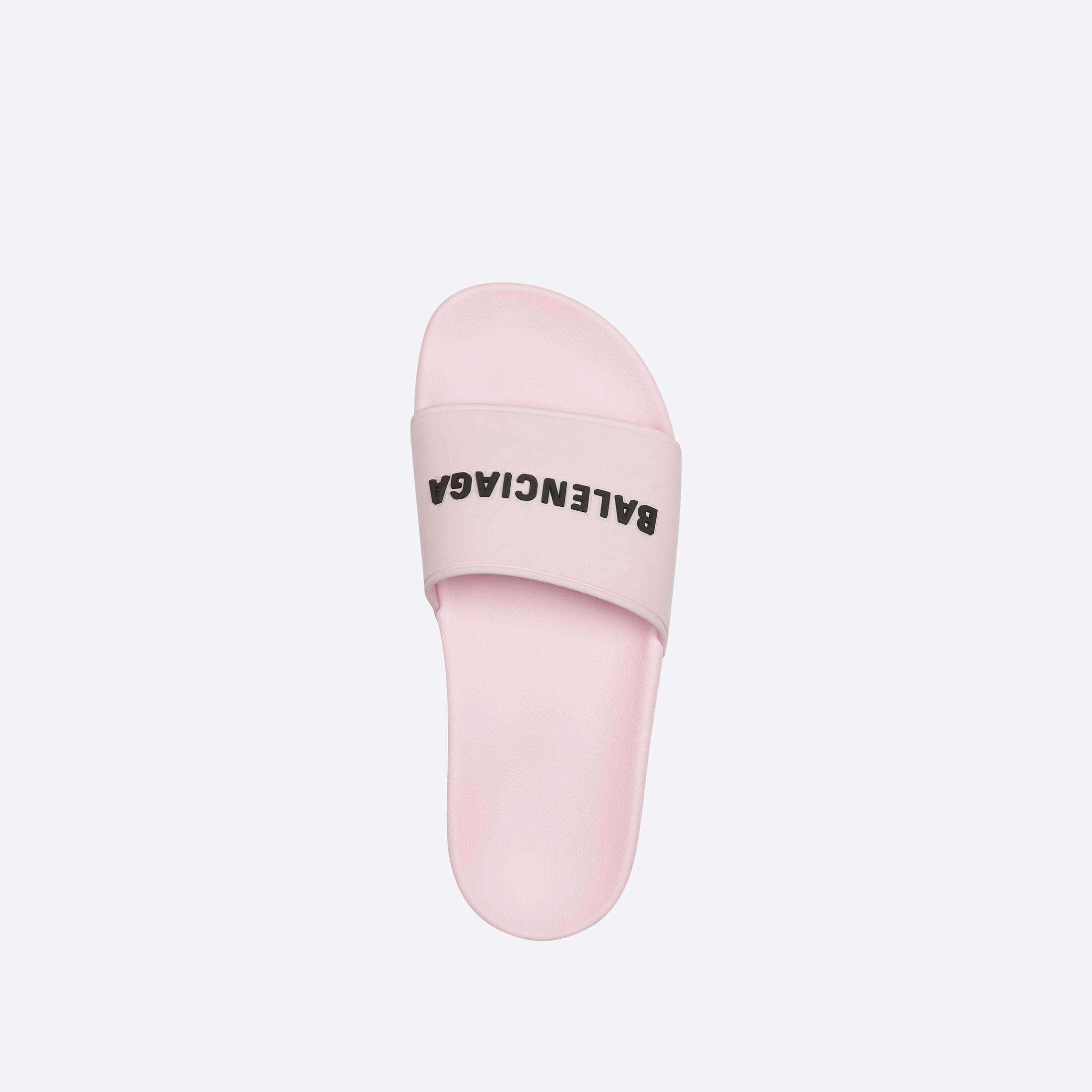 Balenciaga Rubber Pink Pool Slide Flat Sandals - Lyst