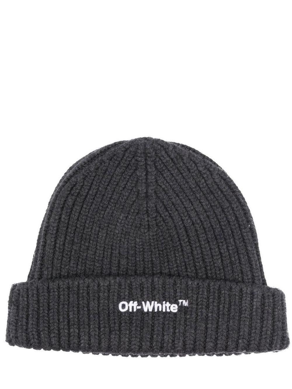 Off-White c/o Virgil Abloh Embroidered-logo Ribbed-knit Beanie in Black for  Men | Lyst