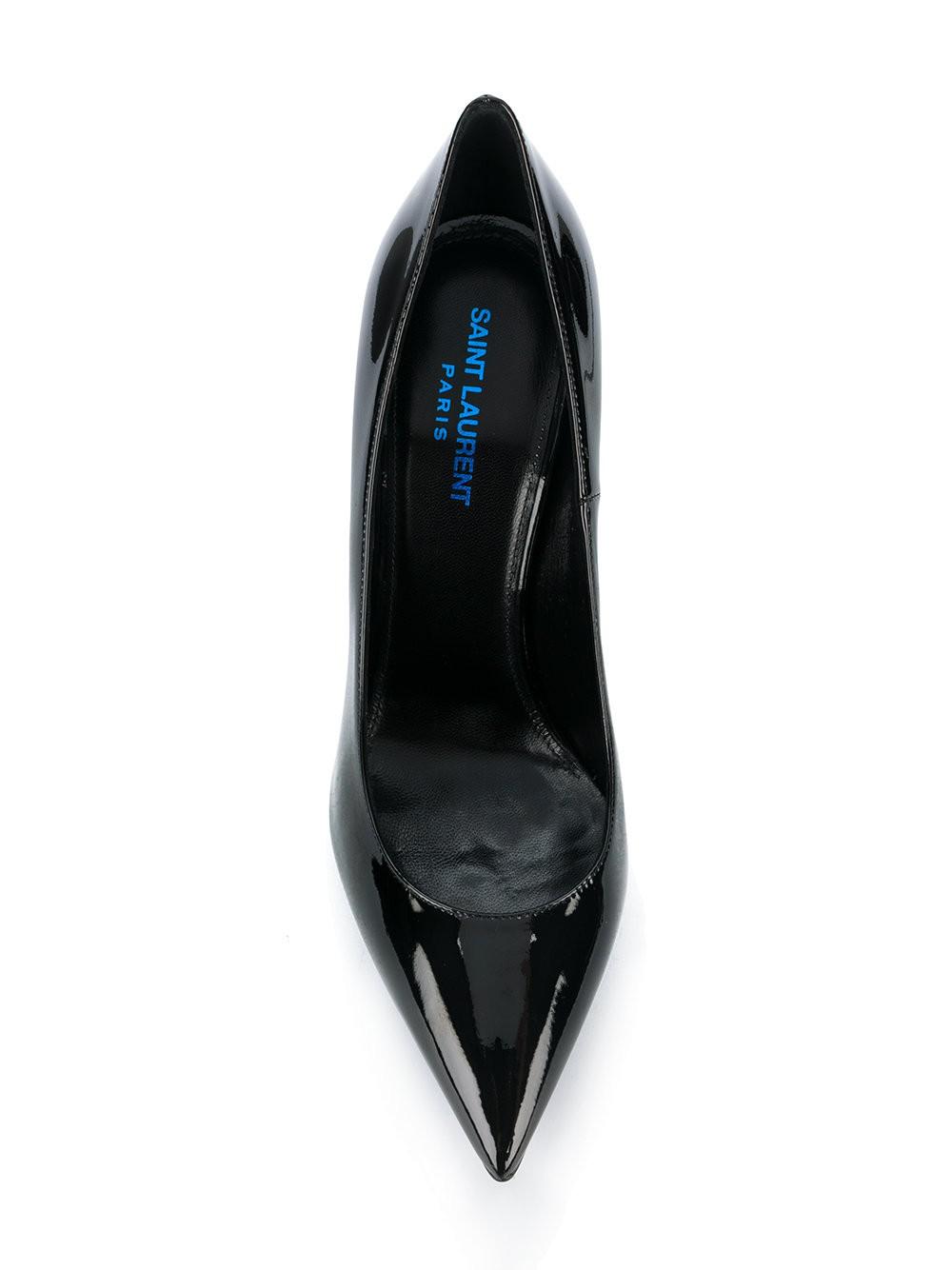 Saint Laurent Opyum 110 Patent Pump Blue Heel Black