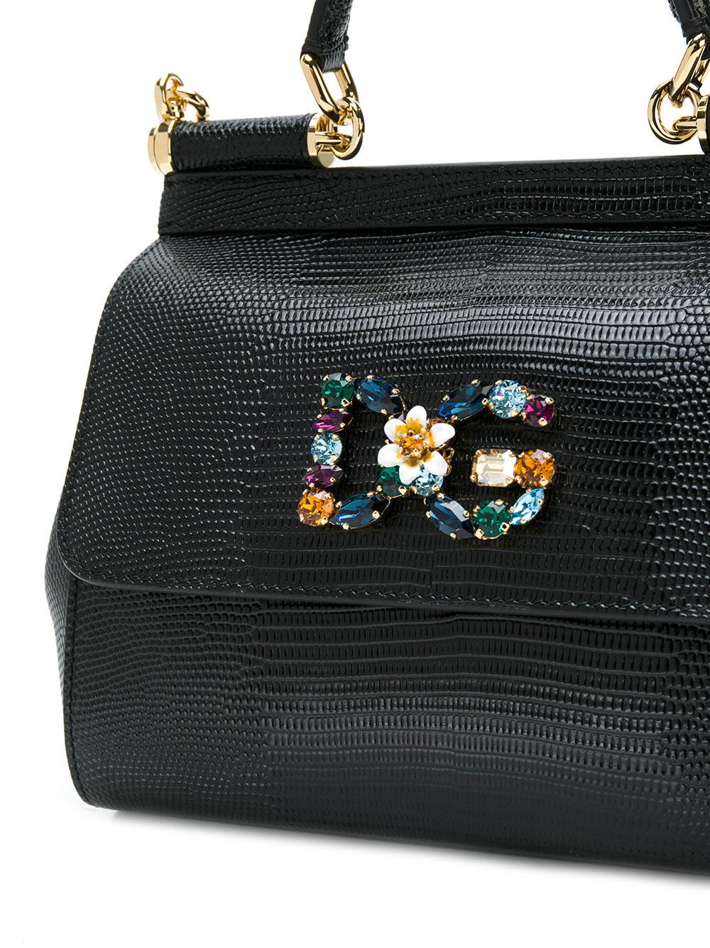 Buy the Dolce & Gabbana Sicily Black Top-Handle Bag COA