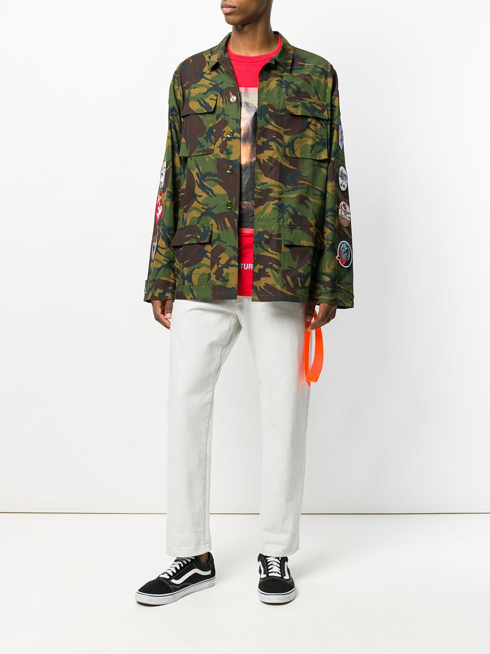 Off White c/o Virgil Abloh Camouflage Arrows Jacket in Green for