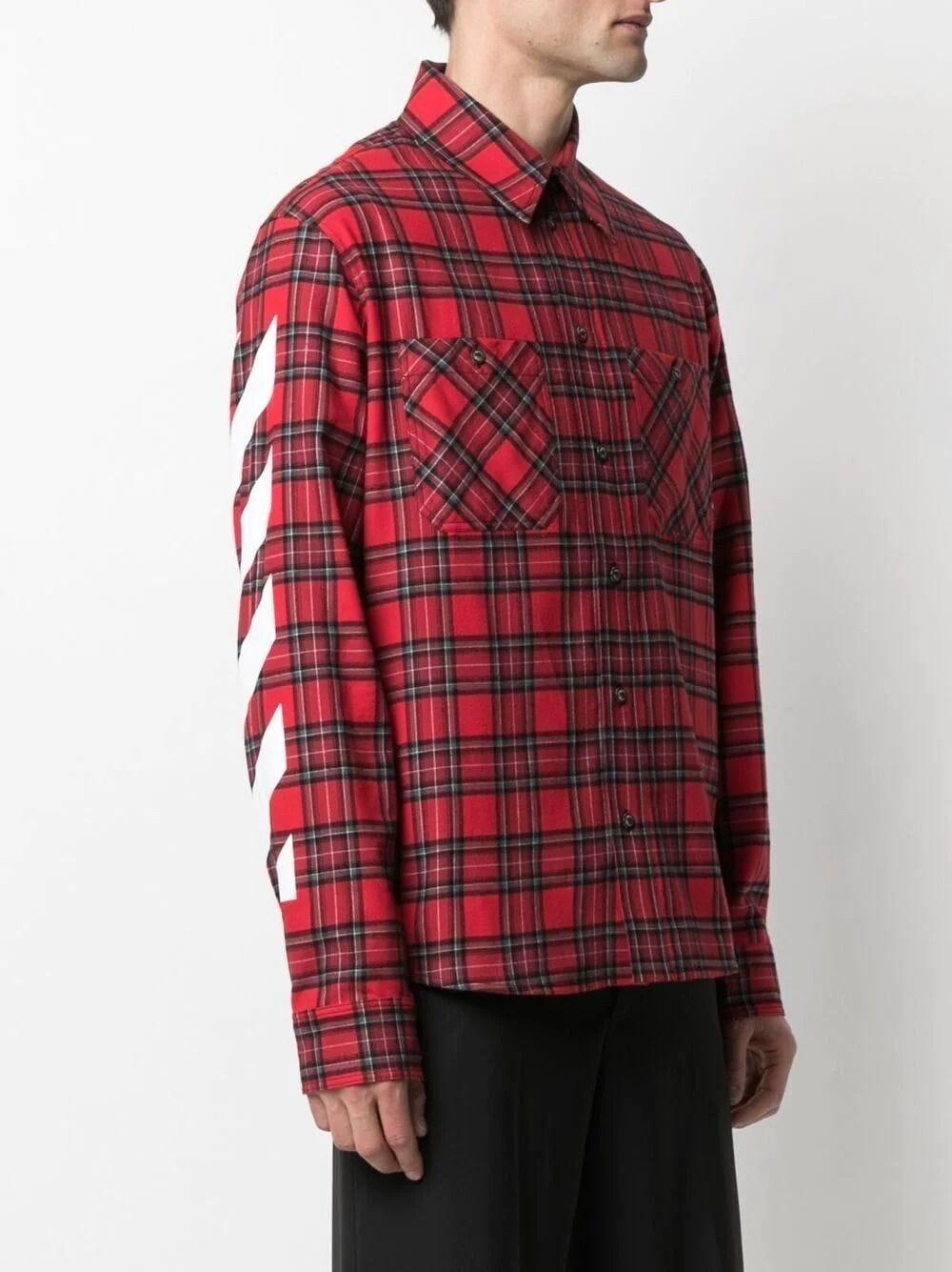 Off-White c/o Virgil Abloh Diag Checked Flannel Shirt in Red for