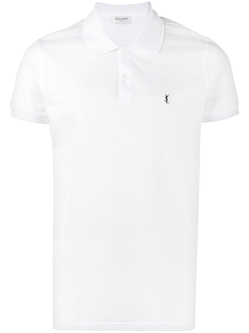 Saint Laurent Cotton Ysl Embroidered Polo Shirt in White for Men Lyst