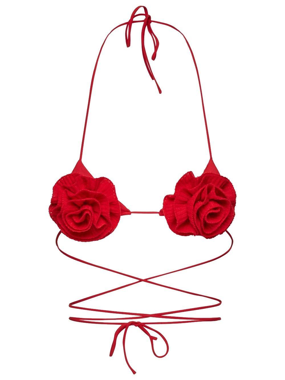 Magda Butrym 3d Flower Triangle Bra Top In Red | Lyst