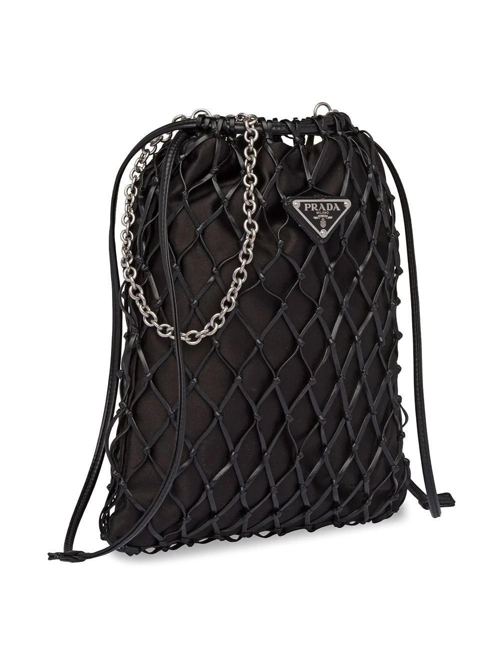 PRADA Rete Fabric Mesh Tote Bag Black/White