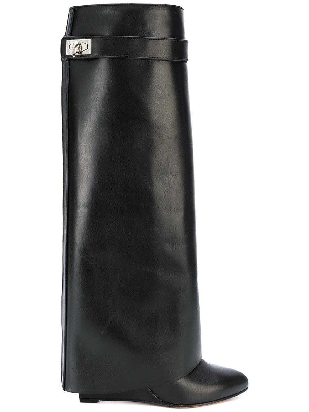 Givenchy Shark Lock Knee-high Boots in Black | Lyst