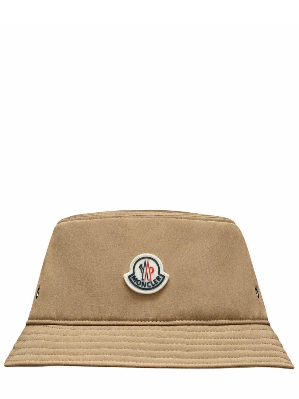 Moncler Cotton Logo Bucket Hat in Brown 