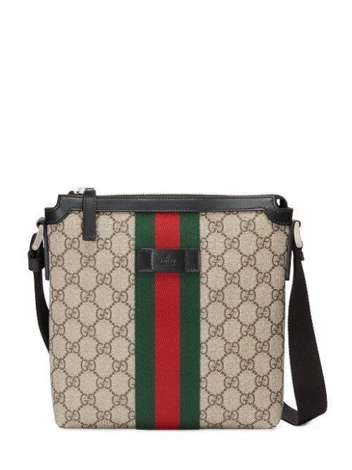 Gucci Beige GG Supreme Flat Messenger Bag in Natural for Men | Lyst UK