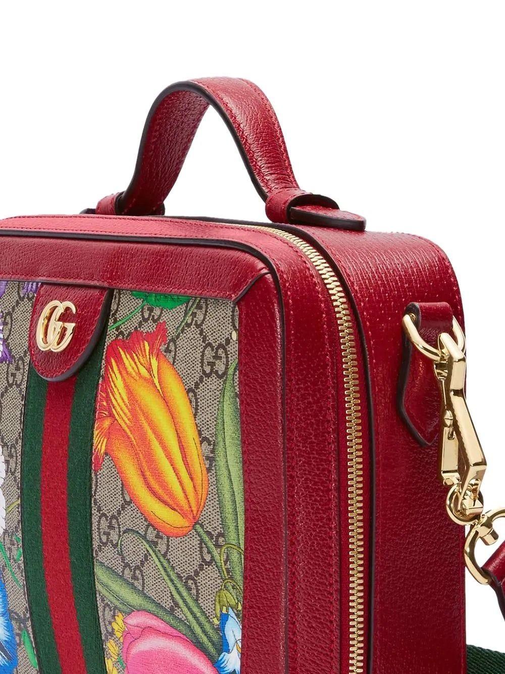 GUCCI Bolsa de ombro redonda feminina Ophidia GG Flora