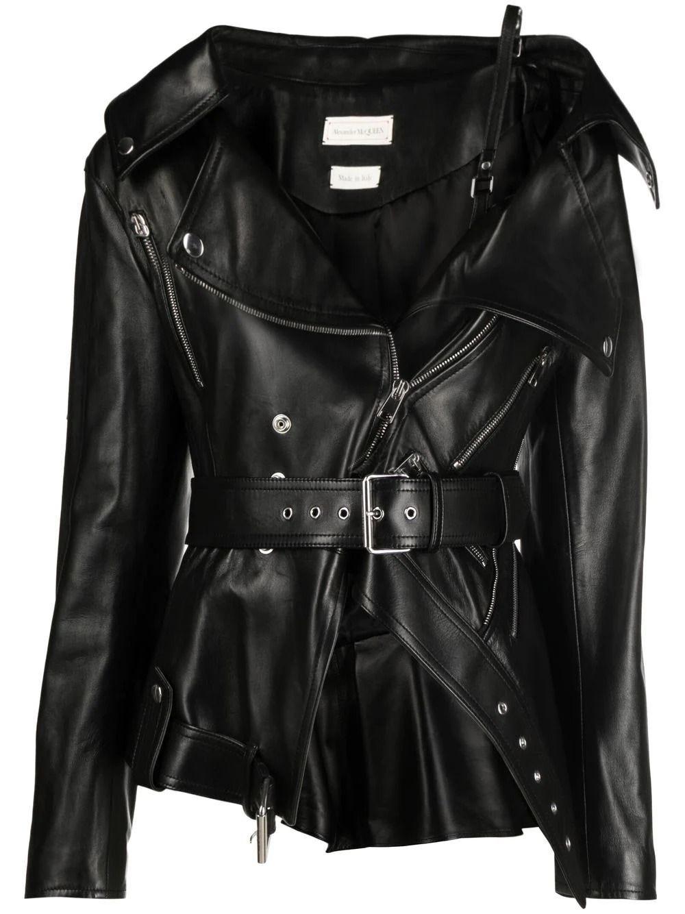 Alexander McQueen Asymmetrical Biker Jacket In Black Leather | Lyst