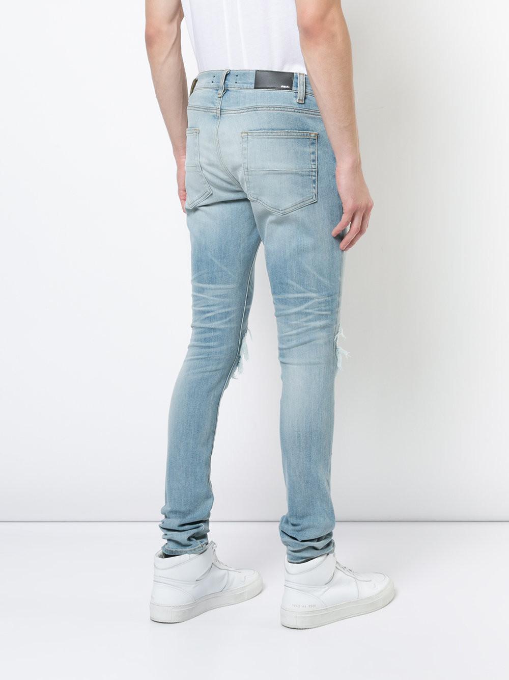 Amiri Mx1 Leather Patch Jeans in Blue for Men | Lyst