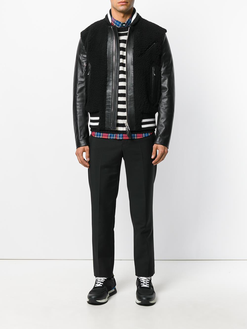 Lyst - Givenchy Shearling And Leather Bomber Jacket in Black for Men