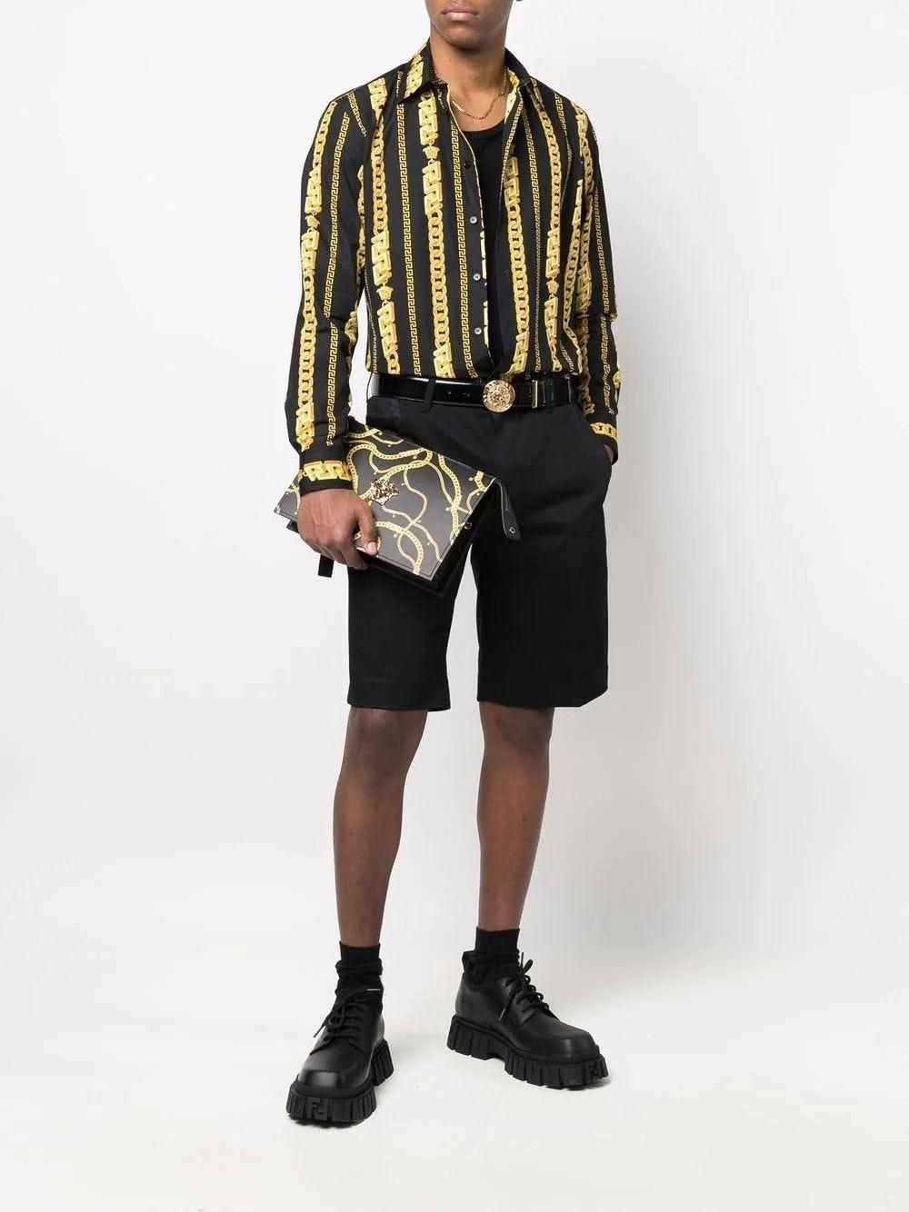 Versace Chain Link Print Black Shirt for Men | Lyst