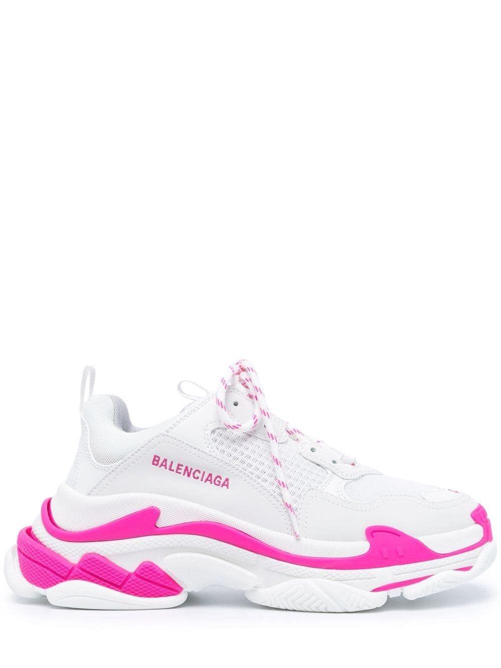 Balenciaga White And Pink Triple S Sneakers | Lyst