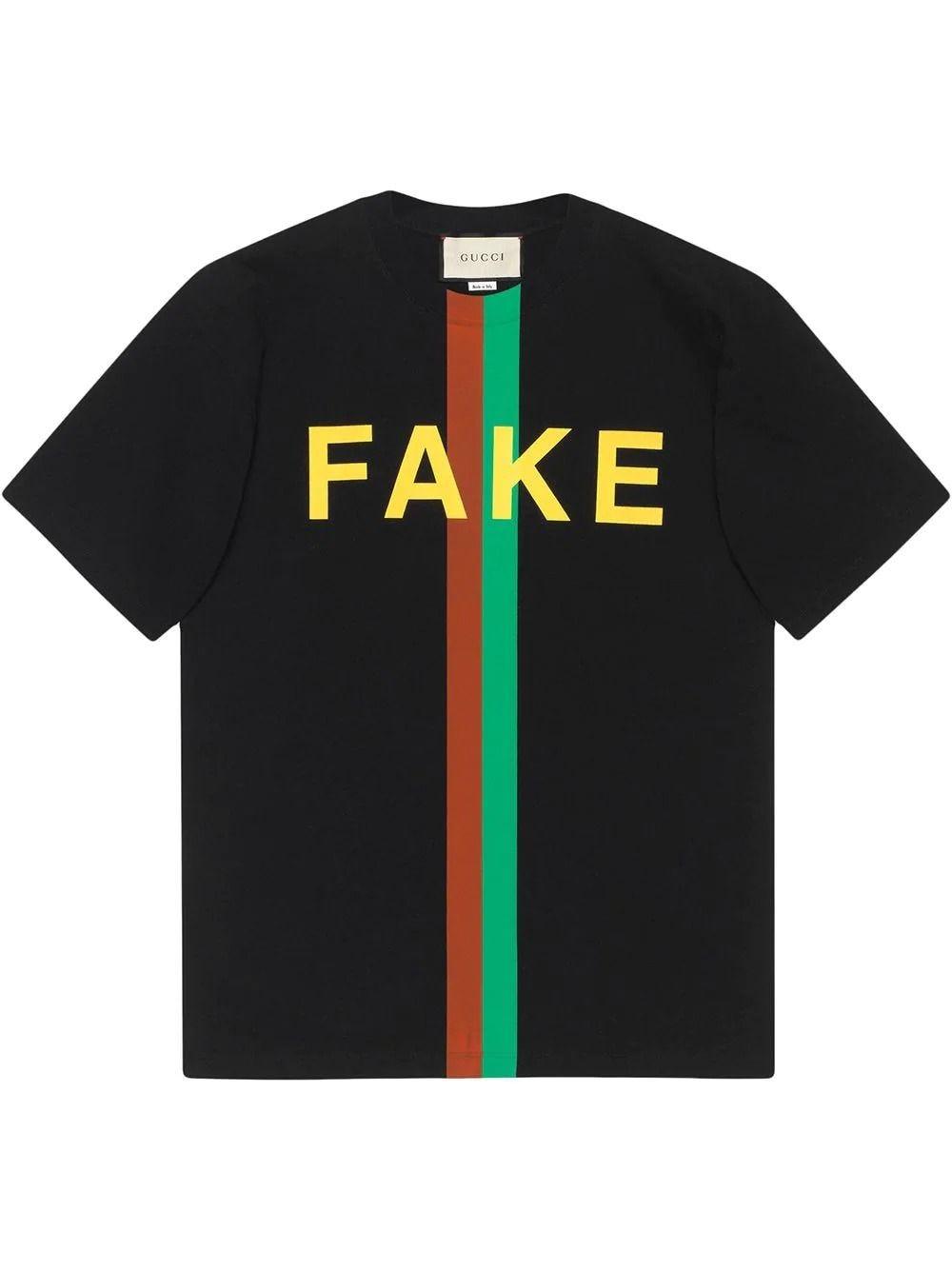 Gucci 'fake/not' Print Oversize T-shirt in Black for Men | Lyst