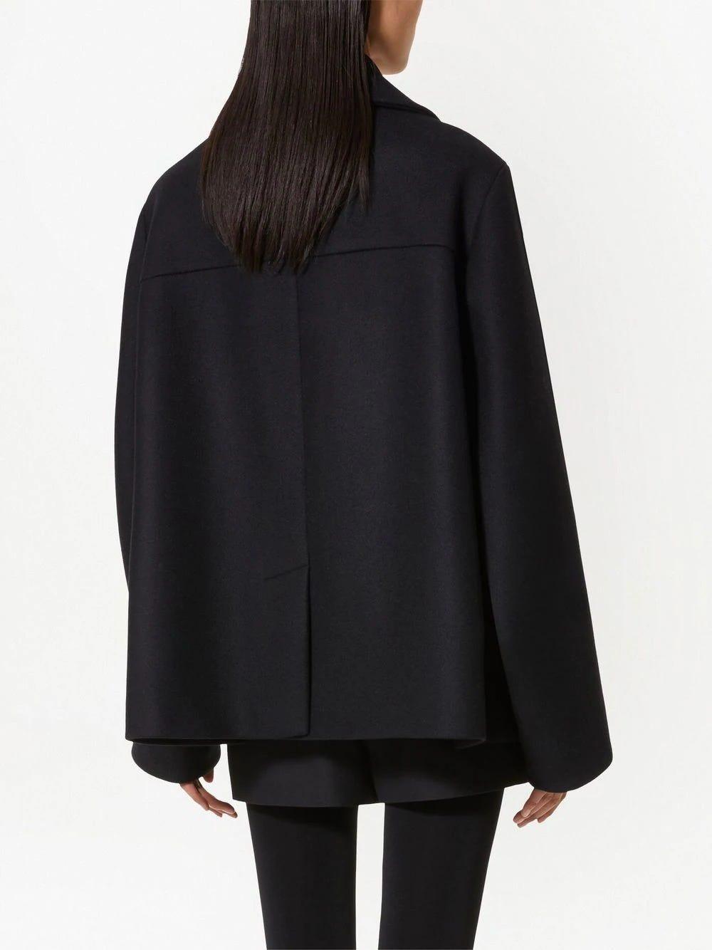 Valentino Garavani Wool Cape Coat with Monogram Lining - Bergdorf