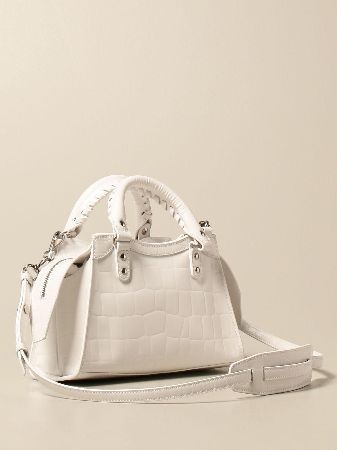 Balenciaga Neo Classic Mini Top Handle Bag In White Semi-shiny