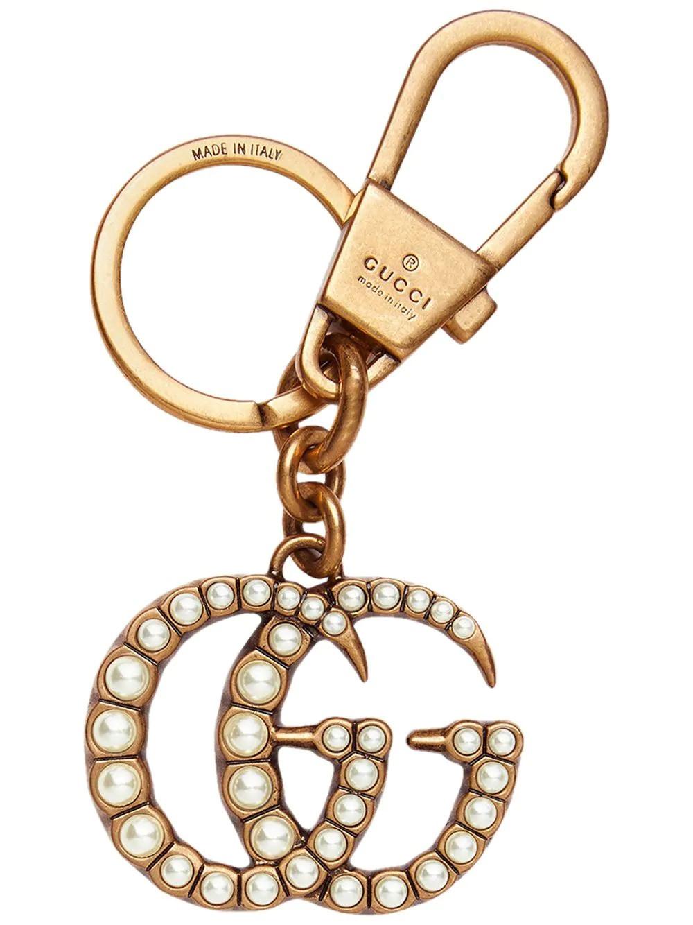 Gucci Pearlembellished Double G Key Ring in Gold (Metallic) Lyst