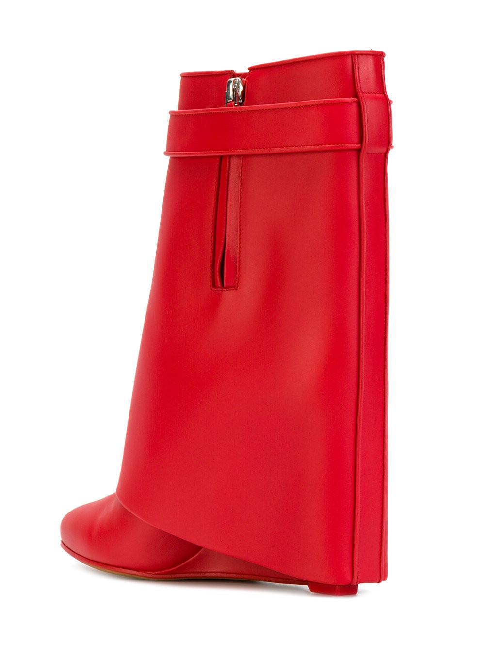 Givenchy Leather Shark Lock Boots in Red - Lyst
