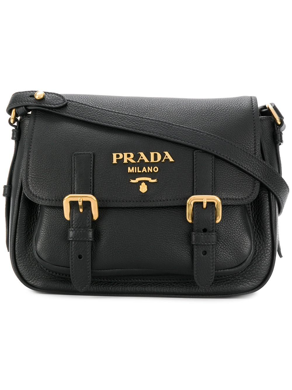 Lyst Prada Buckle Flap Crossbody Bag in Black