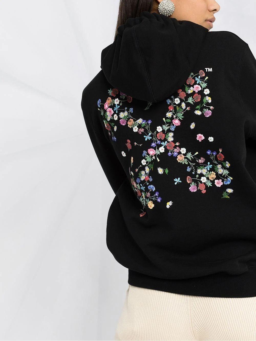 Off-White c/o Virgil Abloh Embroidered Floral Arrow Hoodie in Black | Lyst