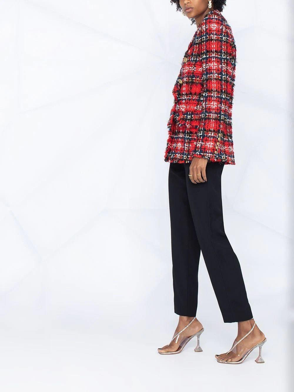 Balmain Tartan Tweed Oversized Jacket 