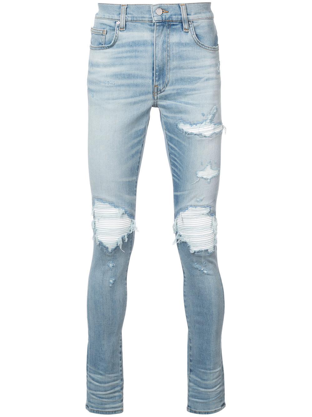 Amiri Mx1 Leather Patch Jeans in Blue for Men | Lyst