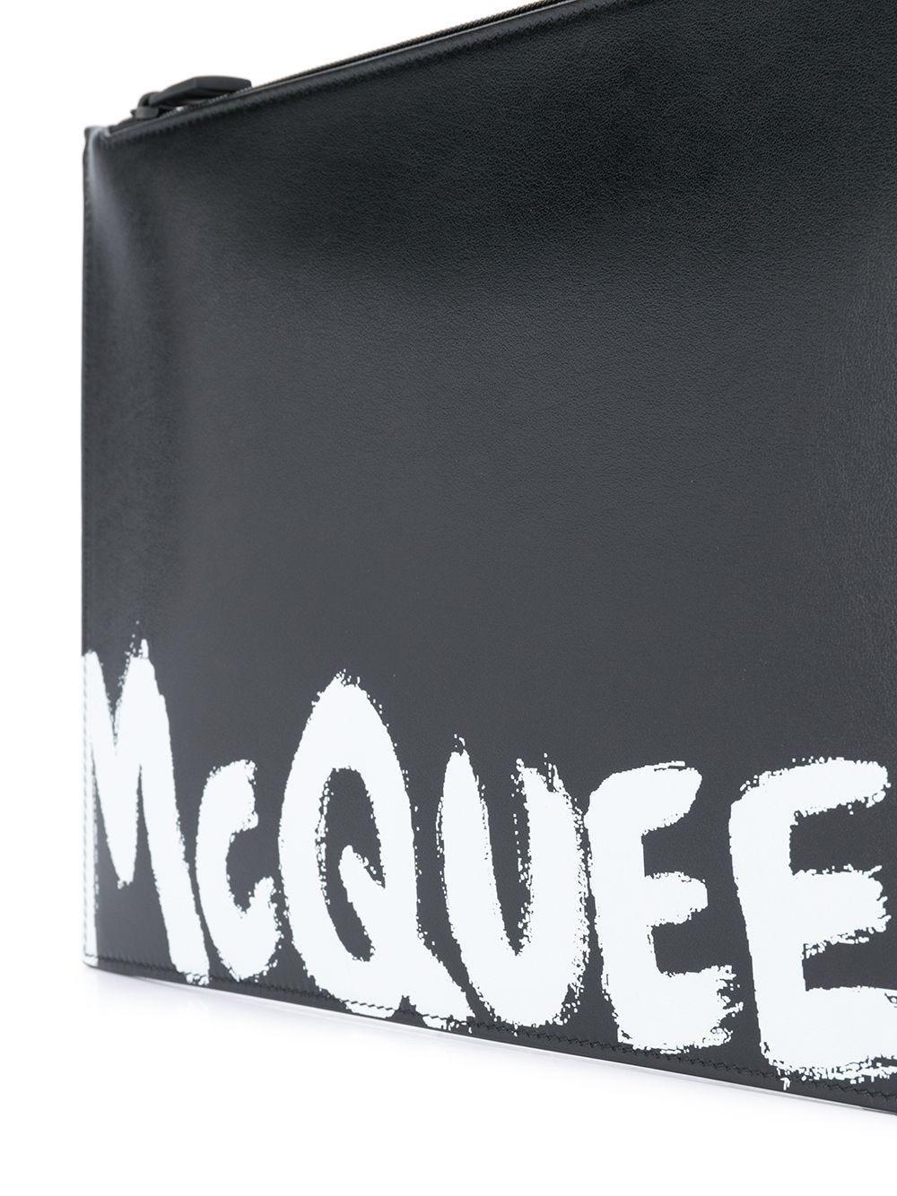 Alexander McQueen Mcqueen Graffiti Leather Pouch in Black for Men - Lyst
