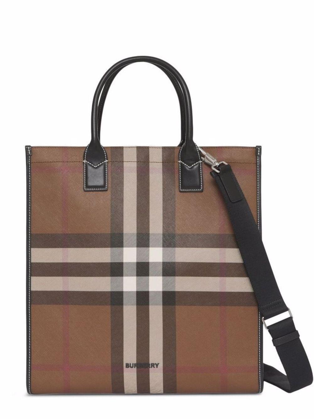 Burberry Tote Bag With Handle And Shoulder Strap With Plaid Pattern in  Brown for Men | Lyst