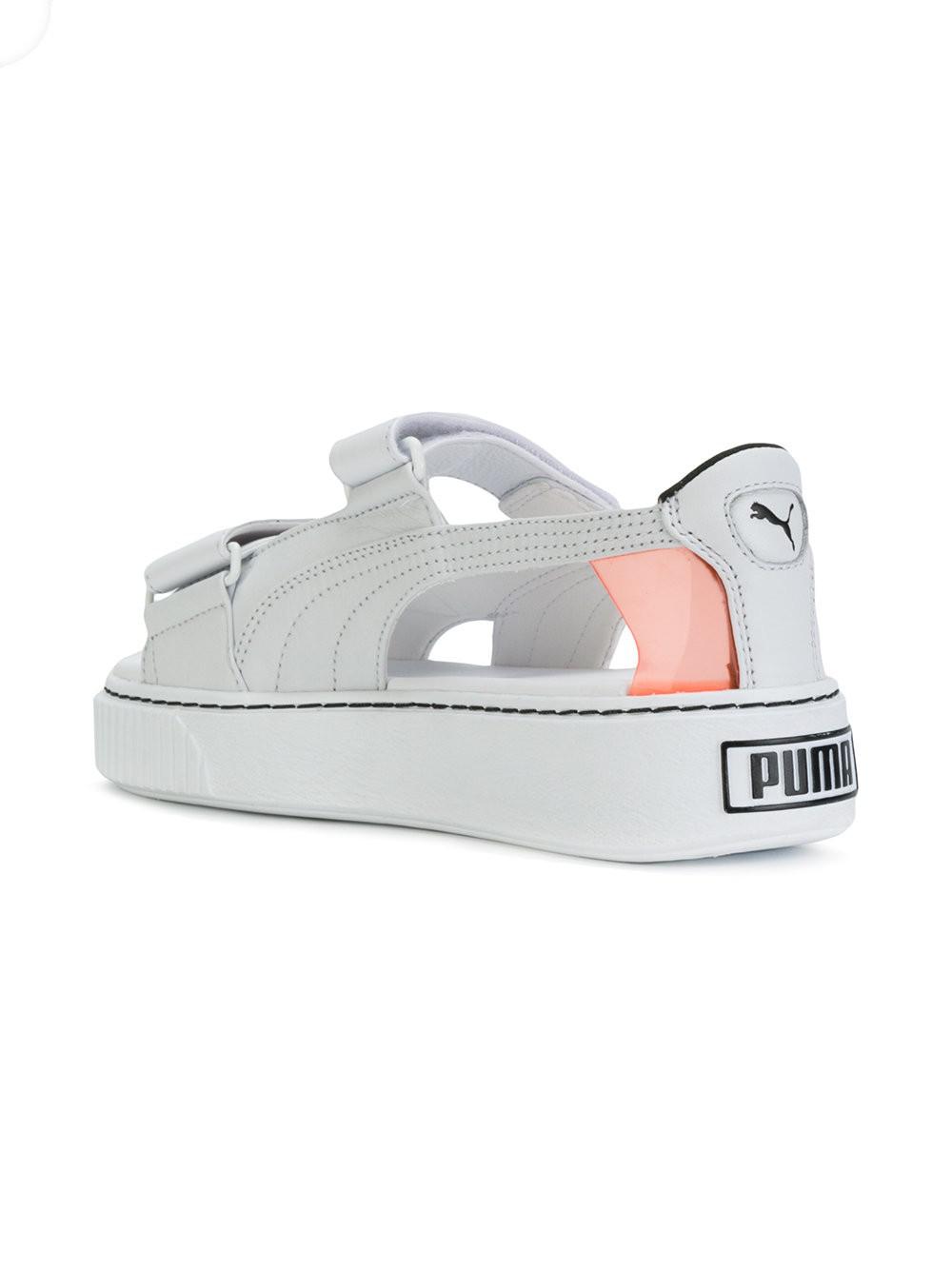 PUMA Cotton Open Toe Strap Sneakers in White - Lyst