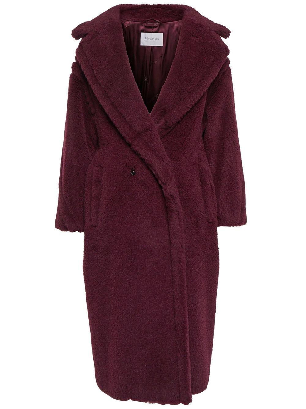 Max Mara Iconic 'tedgirl' Bodeaux Buttoned Coat in Purple | Lyst