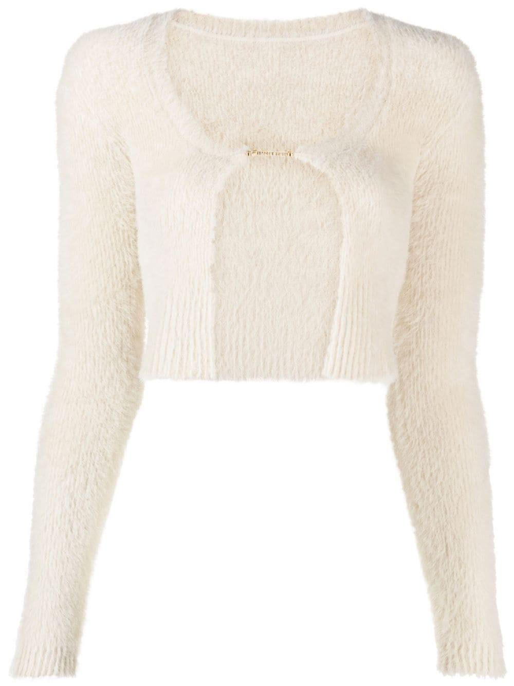 Jacquemus Synthetic Beige Logo-fastening Cropped Cardigan in White ...