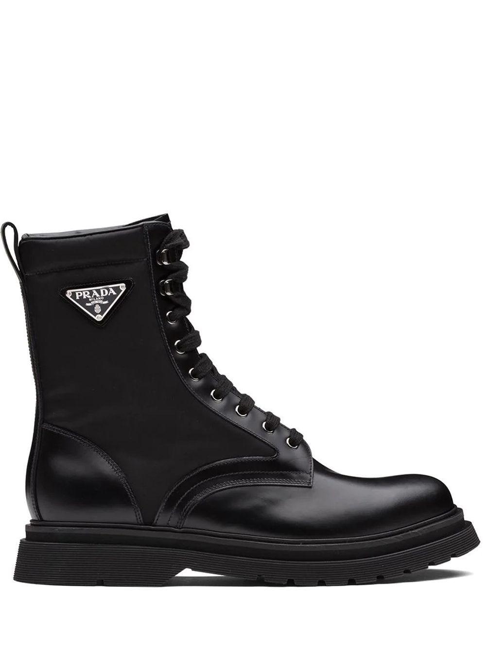 Prada Leather Ankle-length Hiking-style Boots in Black for Men | Lyst
