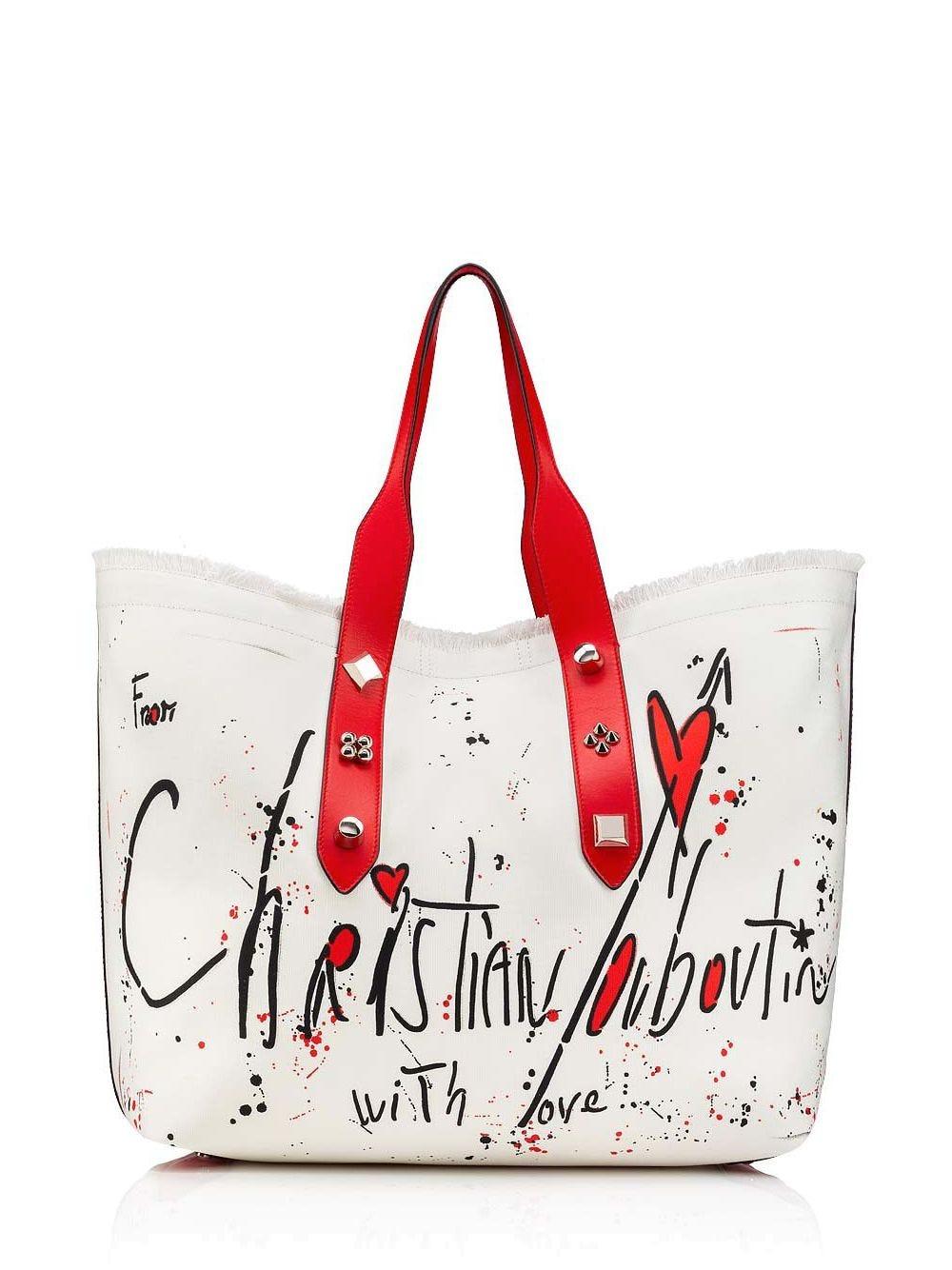 CHRISTIAN LOUBOUTIN: Frangibus canvas and leather bag - Natural