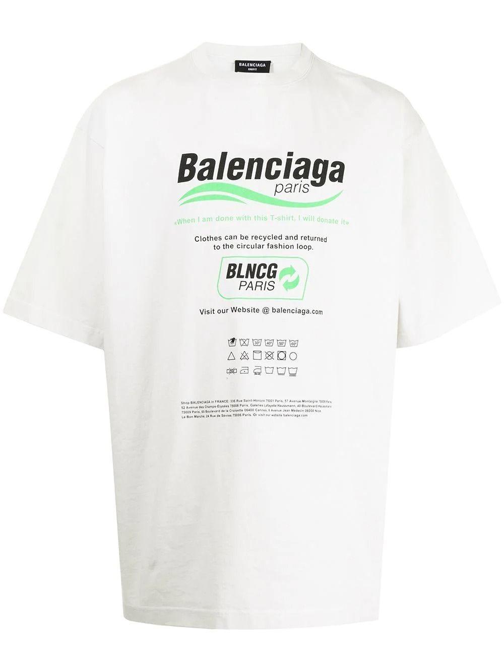 Balenciaga Recycle-print Jersey T-shirt in White for Men | Lyst