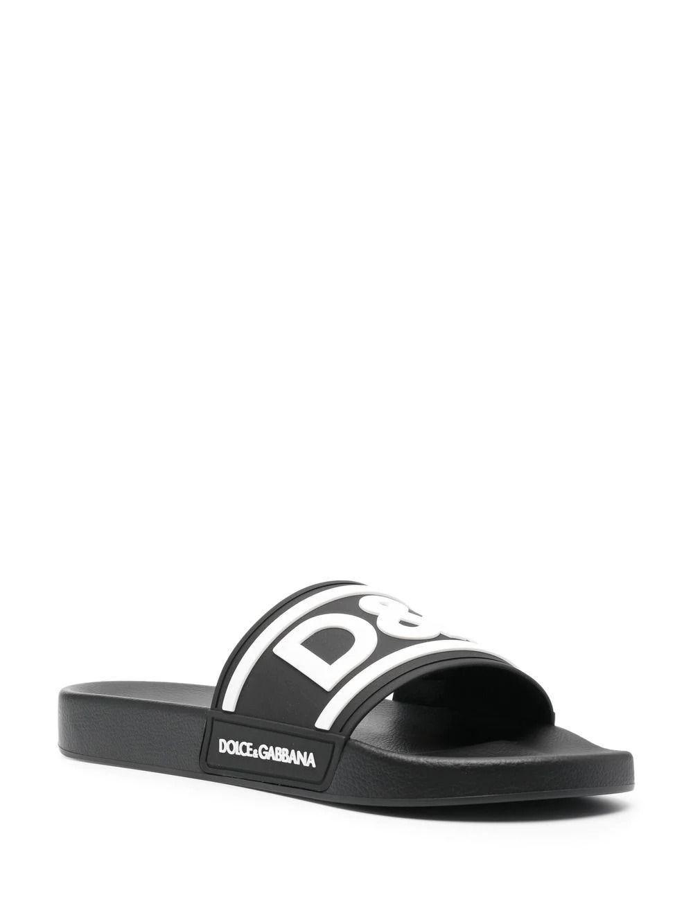 slides and flip flops Save 25% for Men Dolce & Gabbana Logo-print Beach Sliders in Nero Mens Shoes Sandals Black 