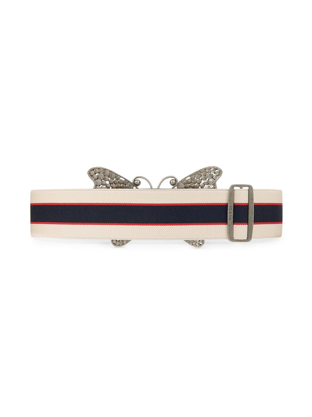 Gucci Stripe Belt With Butterfly | Lyst