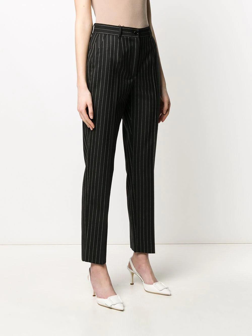 Dolce & Gabbana Velvet Pinstripe Woolen Pants in Black - Lyst
