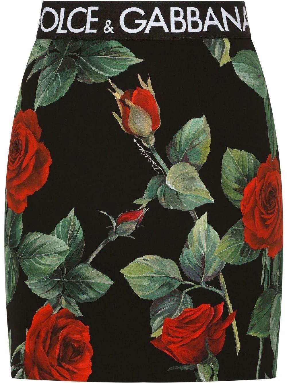 Dolce & Gabbana Silk-blend Floral Mini Skirt in Green | Lyst