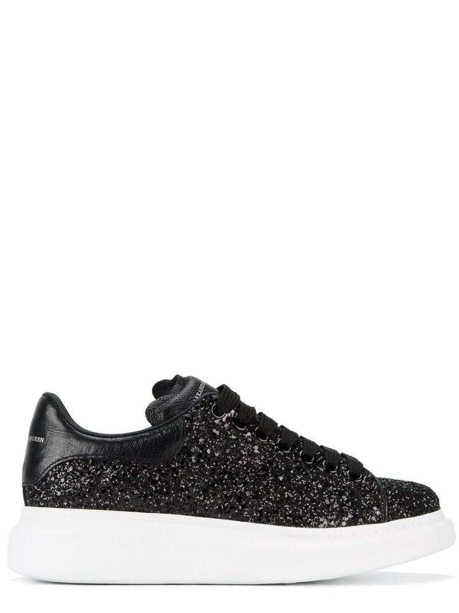 Alexander McQueen Black Glitter Oversize Sneakers | Lyst