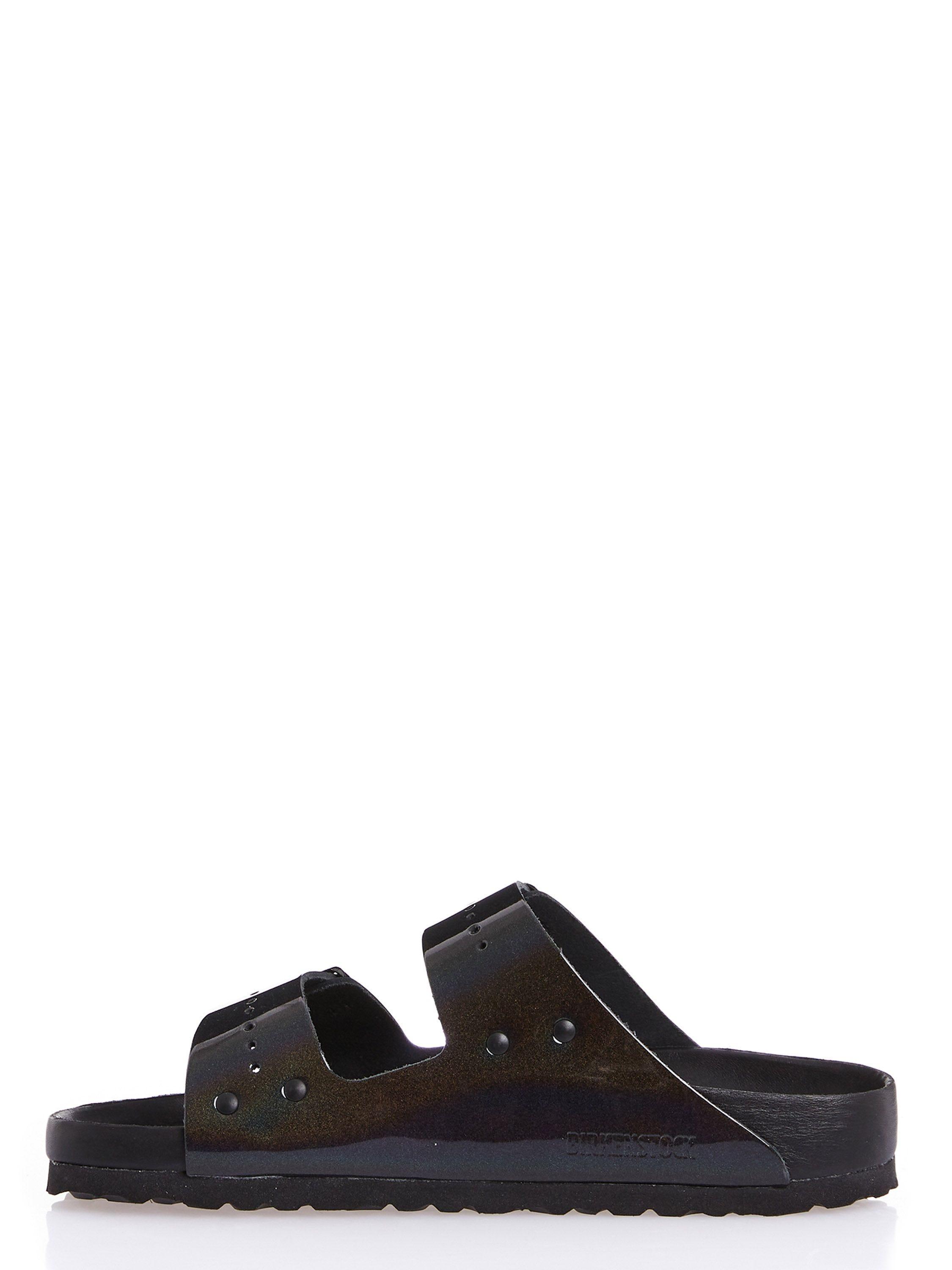 Rick Owens X Birkenstock Leather Black Arizona Iridescent Sandals | Lyst