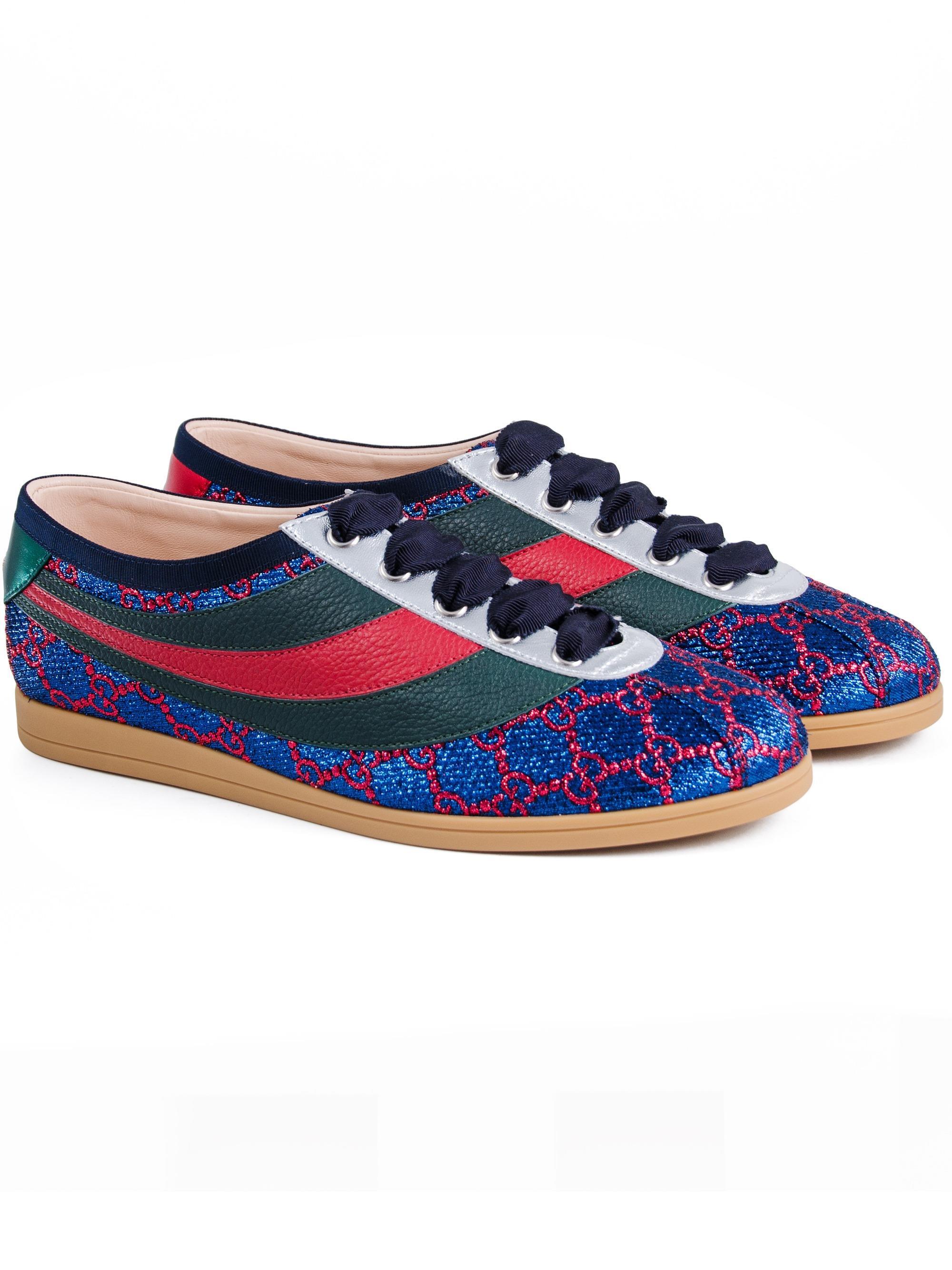 Gucci Leather Falacer Lurex GG Sneakers 